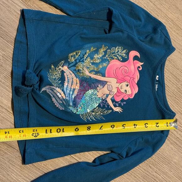 Disney Jumping Beans Ariel Sequin Mermaid Long Sleeve Tie Front Top Girls 3T - Picture 4 of 8